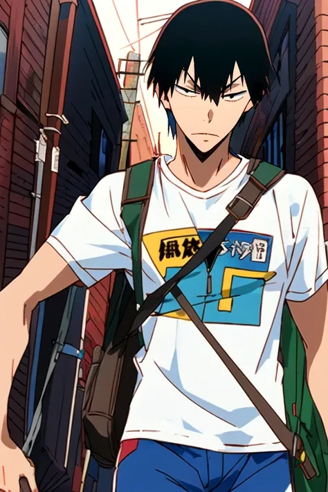 (best quality:1.1), (masterpiece:1.4), game cg, , , , anime coloring, , 1boy, solo, male focus, <lora:yasutomo_arakita:0.92>, yasutomo_arakita, black hair, black eyes, , , post-apocalyptic, 8k resolution