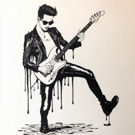 br3ndon,as a devil, sunglasess,full body,levitating,playing electric guitar