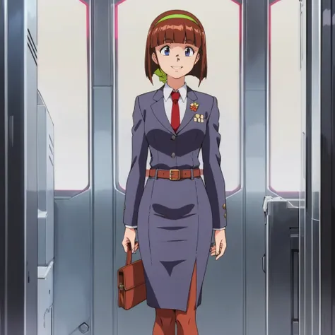 <lora:Naoko001:0.7>,looking at viewer,smile,
Naoko,1girl,bob cut,freckles,solo,
green hairband,
jacket,
white collared shirt,red tie,
belt,pencil skirt,
pantyhose,
full body,