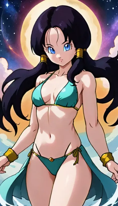 ethereal fantasy concept art of  <lora:VidelDBXL:.9>videl  <lora:SexyConiAI:.6>sexyai 1girl, bikini . magnificent, celestial, ethereal, painterly, epic, majestic, magical, fantasy art, cover art, dreamy