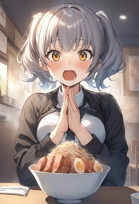 1girl, <lora:sdxl2-flat2-512b:-1>,medium breasts,school uniform,
<lora:jirouXLv1:0.6>,jirou,
food, chopsticks, ramen, bowl, open mouth,upper body, own hands together, indoors, hands up, palms together, egg, meat, vegetable, hungry, restaurant, hands togeth...