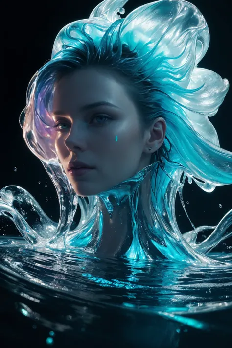 (masterpiece:1.3), (best quality:1.2), (intricate detailed:1.2), (hyperrealistic:1.2), (professional photograpy:1.1), highly detailed, absurd res, 1girl, Fluid forms of a cosmic entity in the style of James Nares, intense interplay of light and shadows, cl...