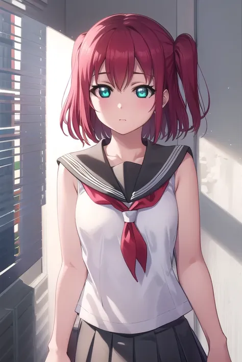 rubykurosawa, <lora:ruby kurosawa s2-lora-nochekaiser:1>,
ruby kurosawa, short hair, bangs, (green eyes:1.3), red hair, aqua eyes, (two side up:1.2),
BREAK shirt, school uniform, white shirt, serafuku, neckerchief, uranohoshi school uniform, orange neckerc...