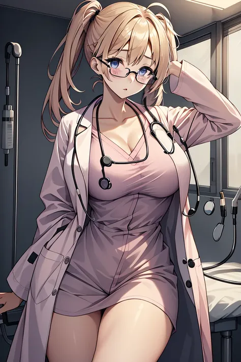 masterpiece, best quality,lower_body, operating table,medical monitors,hospital bed,  <lora:0- CL - Doctor Uniform V2:0.8> (doctor_uniform, labcoat, stethoscope, doctor,pink_uniform,pink_labcoat),  <lora:Kimune Honda:0.7> (kimune honda, 3dcg_14, 1girl, blu...