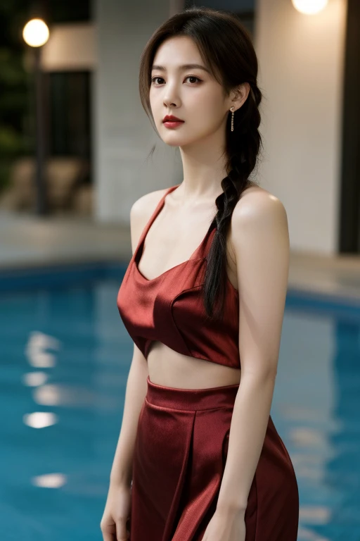 hwgirl,<lora:Hwgirl_V03:0.8>,
best quality,realistic,masterpiece,photography,portrait, Woman, Short, Fit, Diamond-Shaped Face, Dark Skin, Golden Blonde Hair, purple Eyes, Straight Nose, Thin Lips, Receding Chin, Shoulder-Length Hair, Thick Hair, Herringbon...