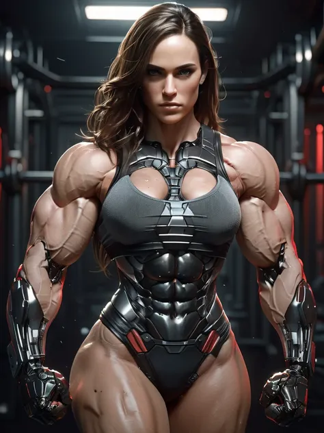 AJGC, sexy body builder woman wearing a red dress, Unreal Engine, CGI,3D graphics, stylized proportions, sensual, black and white picture with red accents, muscular <lora:AJGC_sdxl_scaled:0.7>