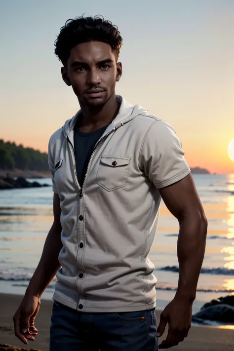 ((ultra detailed, masterpiece, absurdres))
<lora:DPDIMMark:0.9>
DPDIMMark, 1boy, dark skin, brown eyes, short hair, cowboy shot, Sunset over a Beach