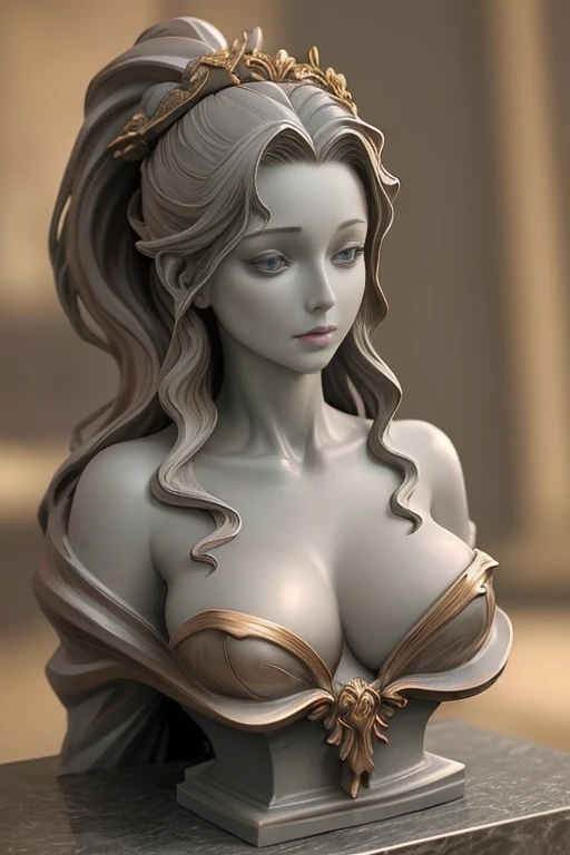 statue of a beautiful female bust, bust only, mid-body only,  <lora:statue:1>