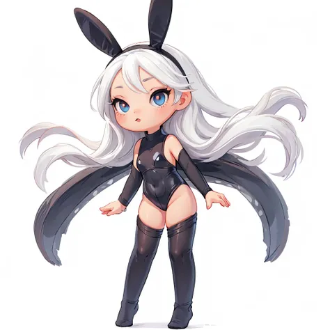 (masterpiece, best quality:1.2),
1girl, bunnysuit black leotard, white hair, pantyhose , full body, simple background, white background, <lora:justduet_anyv5_r50_768_a128-d16_adamW-000006:0.6>