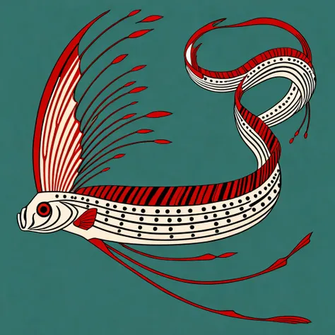 art deco style artsy oarfish vector graphic