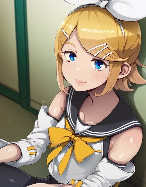 score_9, score_8_up, score_7_up, abubu_style BREAK
kagamine rin, 1girl, solo, blonde hair, blue eyes, bow, detached sleeves, upper body, black sailor collar, black shorts, sitting, solo, swept bangs, yellow ribbon, smile
<lora:abubu_pdxl6:1>