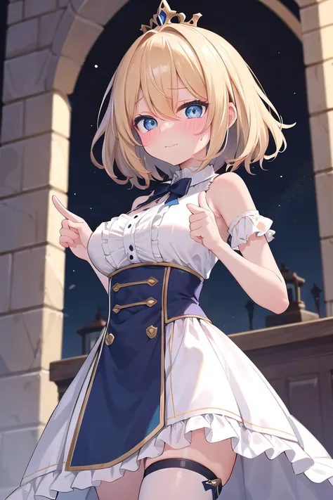 <lora:yudedako_v100:1>
insanely detailed, absurdres, ultra-highres, ultra-detailed, best quality,
1girl, solo, nice hands, perfect hands
BREAK
princess, princess dress with many frills, teara on hair,
shame, embarrassed, closed mouth,
standing,thumbs up,
f...