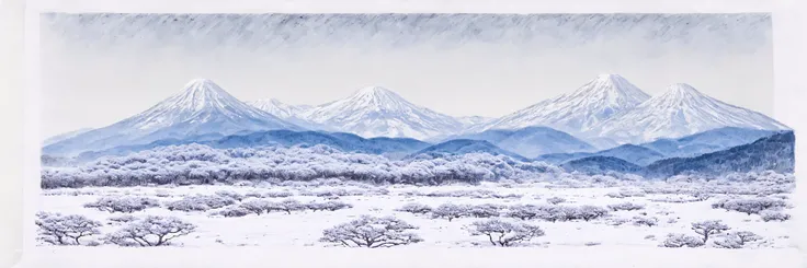 snow landscape, Japanese ink art