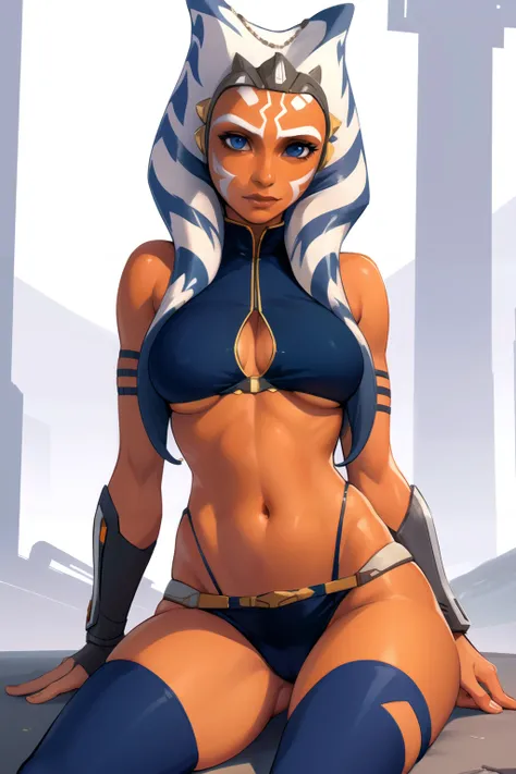 (masterpiece), (best quality),
solo, 1girl, detailed face,
ahsoka, orange skin, facial mark, navel, thighs <lora:Ahsoka-10:0.8>