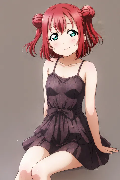 masterpiece, high quality, defined pupil, looking at viewer, rounded pupil, defined iris, (soft iris:1.2),
1girl, sitting,
light smile, raised eyebrows,
(black cocktail dress:1.2), (slim dress:1.2),
simple background,
(slightly_big_breasts:1.3), small brea...