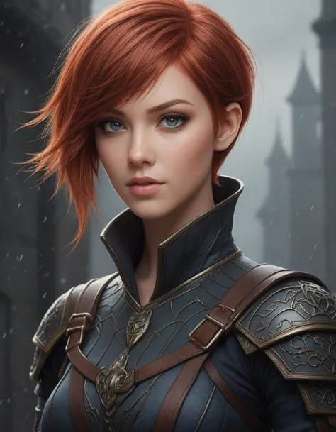 Mia from USA, (short-cut:1.2) [undercut|punk] [auburn:crimson:.4] hair, stormkeep citadel, thundering skies, imposing fortress, elemental power <lora:dare_captivating_notrigger:1>