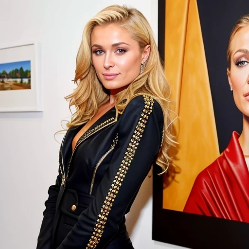 a photo of Paris_Hilton_512v1-10000, a woman at an art gallery,