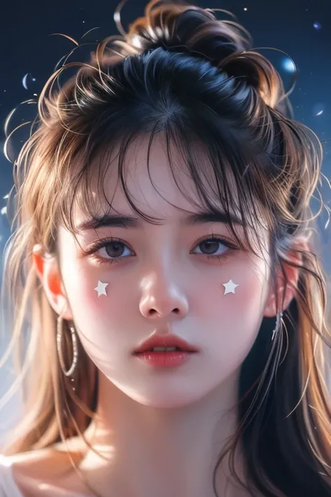 1girl,beautiful face,relaxed,Red moon in the background,stars,space,(lightroom:1.13),soft light,(natural skin texture:1.2),(hyperrealism:1.2),sharp focus,focused,[[realistic]],<lora:è¸æ±½_æ¾å¼æ:1>,