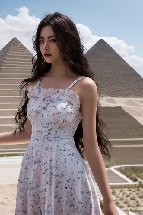 4k,RAW photo,best quality,masterpiece,realistic,
1girl,solo,(long hair:1.2),desert,pyramid,dress,standing,front view,looking at viewer,outdoors,swimasuita,<lora:swimasuita_20240218183607-000003:0.9>,