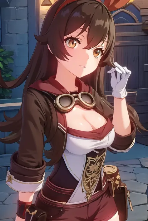 genshinamber, <lora:genshin amber ingame-lora-nochekaiser:1>,
amber, long hair, bangs, brown hair, ribbon, hair between eyes, (brown eyes:1.5), hair ribbon, sidelocks, hairband, smile, grin,
BREAK thighhighs, gloves, long sleeves, cleavage, shorts, white g...