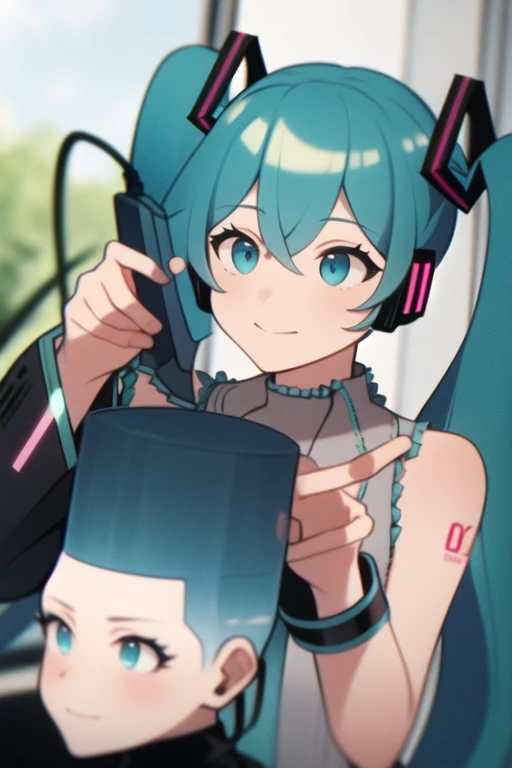 <lora:lowfade-08:1> lowfade, blue hair, hatsune miku, masterpiece, best quality