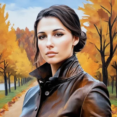 (Abstract) sketch of a woman in the fall season, oil on canvas,   <lora:naoscott_xl_1_standard_wo_cap-000040:1>