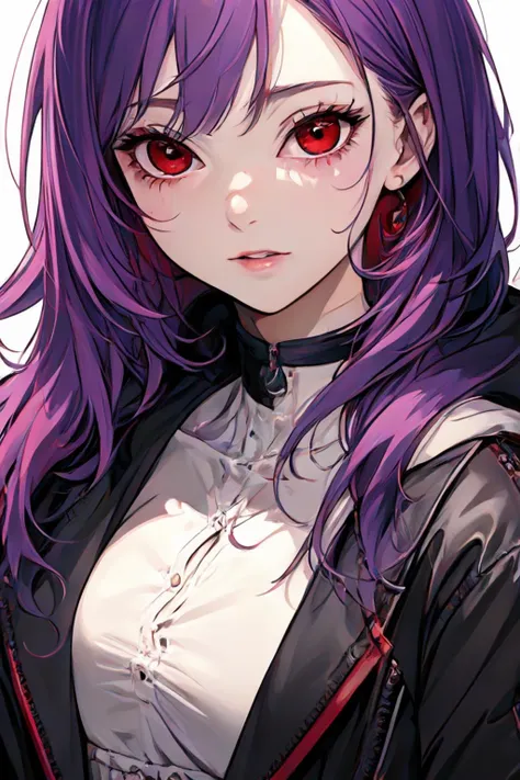 1girl with red eyes, purple hair, detailed surroundings, masterpiece, fullbody, detailed face, beautiful eyes
