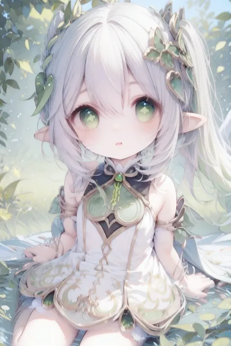 <lora:farusaria:1> (farusaria:0.8), (fa_eyes, fa_face), fa_blush, <lora:Nahida:1> nahida_genshin, default_dress, cross-shaped pupils, green cape, crystalfly, hair between eyes, dress, parted lips,sitting