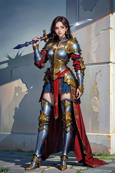 Female knight with holding a sword