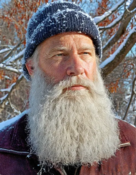 digital color photograph, Beard like autumn brush, Speckled with wisdoms white snow, Natures slow painting