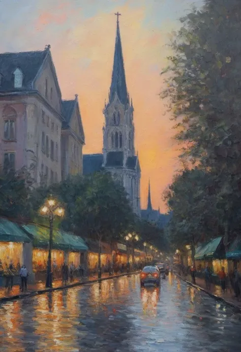 cathedral at dusk impressionism oil painting