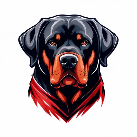 Create a Rotweiler looking heroic on a white background