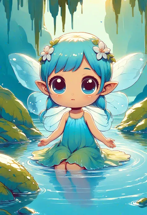 DonMCu73T00nXL 2D illustration asrai, Water fairy, delicate and beautiful, shy and reclusive embody the mystery and grace of water, dissolves into water when captured and exposed to sunlight, associated with bodies of fresh water, lake   <lora:DonMCu73T00n...