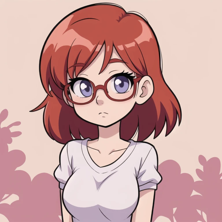 beautiful anime girl, redhead, glasses, illustration,cartoon,toon,[masterpiece],[cute]