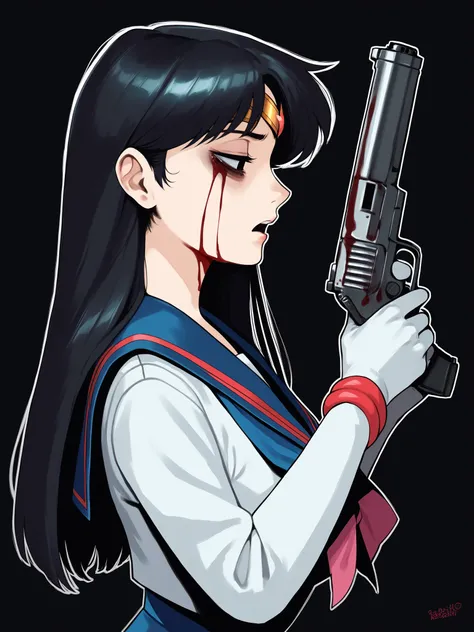 score_9, score_8_up, score_7_up, score_6_up, score_5_up, score_4_up, rating_safe
BREAK
sailor mars, circlet, black hair, black eyes, looking away, tired, half-closed eyes, bags under eyes, sigh, open mouth, looking down, blood on face, blood splatter,
BREA...