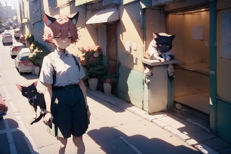 score_9,score_8_up,score_7_up,
1girl,
cat_ears,
tired,
sweatdrop,
collared_shirt,
street,
summer_time,