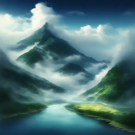 <lora:Artist - Sakimichan:1>,:Artist - Sakimichan,scenery, cloud, no humans, sky, mountain, outdoors, cloudy sky, landscape, water, river, fog