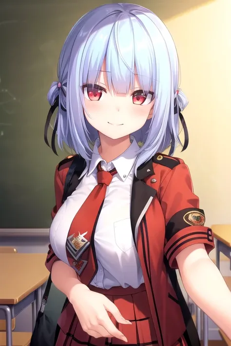 ((masterpiece)),(best quality),official art,extremely detailed CG,unity 8k wallpaper,ultra detailed,beautiful detailed eyes,extremely detailed face,classroom,1girl,solo,upper body,(portrait:1.5),looking at viewer,facing viewer,smile,very long hair,blue hai...