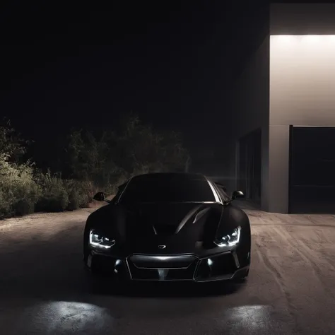 UHD, 4k, ultra detailed, cinematic, a photograph of  <lora:vantablack style:1>
a black sports car parked on the side of a street,no humans,ground vehicle,motor vehicle,car,vehicle focus,sports car , vantablack style, super-black coating style, dark coating...