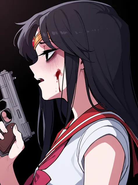 score_9, score_8_up, score_7_up, score_6_up, score_5_up, score_4_up, rating_safe
BREAK
sailor mars, circlet, black hair, black eyes, looking away, tired, half-closed eyes, bags under eyes, sigh, open mouth, looking down, blood on face, blood splatter,
BREA...