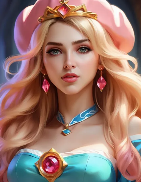 <lora:Alix Lynx:1.0>, waist up  of alxlnxps  woman, as Princess Peach, fantasy, highly detailed, digital painting, artstation, concept art, sharp focus, illustration, art by Tony Sart and artgerm and randy vargas ,