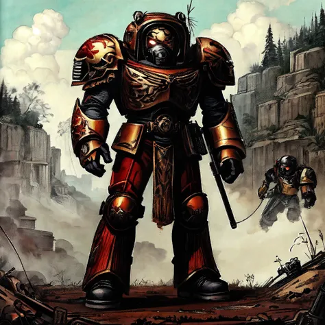 Grimdark Human Heavy Armor Suit - Warhammer 40,000