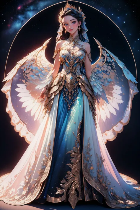 ((masterpiece,best quality,edgQuality)),(smile),1girl,solo,standing,posing,
edgTF, 1girl, solo, full body,  wings, starry sky,veil ,wearing edgTF_dress
 <lora:edgTotalFantasy:1>