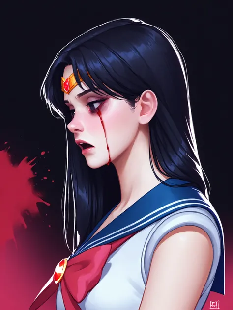 score_9, score_8_up, score_7_up, score_6_up, score_5_up, score_4_up, rating_safe
BREAK
sailor mars, circlet, black hair, black eyes, looking away, tired, half-closed eyes, bags under eyes, sigh, open mouth, looking down, blood on face, blood splatter,
BREA...