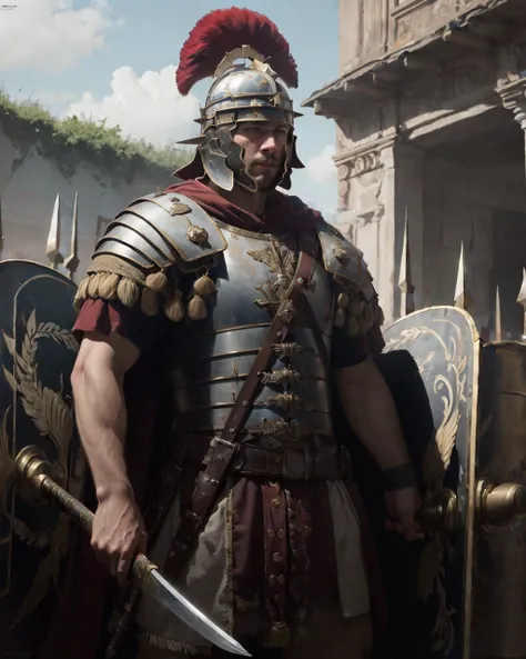 best quality,masterpiece,highly detailed,ultra-detailed, 
<lora:neg4all_bdsqlsz_V3.5:-1>,
 <lora:RomanLegionary:1>1boy, armor, facial hair, helmet, holding, holding sword, holding weapon, knife, male focus, realistic, romanlegionary, shield, sword, war, we...