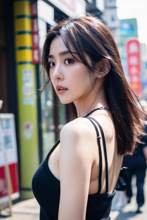 Best quality,masterpiece,ultra high res,(photorealistic:1.2),1girl,low key,slim body,undone hair,taipei street alley,dynamic pose,face closeup,medium breasts,<lora:ivy_shao:0.9>,