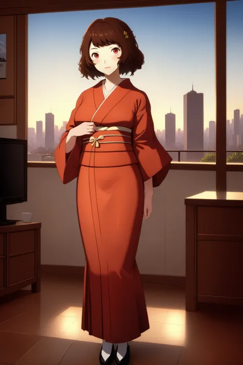 (HDR, raytracing, 8k:1.4)
BREAK Victorian, short messy hair, Kawakami Sadayo standing in a living room, wearing a red kimono, cityscape, realistic <lora:Double_double:1> <lora:sdxl_lcm_lora:1>