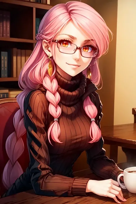 ((masterpiece, best quality)), anime style, <lora:more_details:0.5>, <lora:Malva_Pokemon_v2:0.8>, malva (pokemon),  1girl, solo, orange eyes, pink hair, long hair, twin braids, braid, sunglasses, tinted eyewear, smiling, looking at viewer, cowboy shot,,  t...