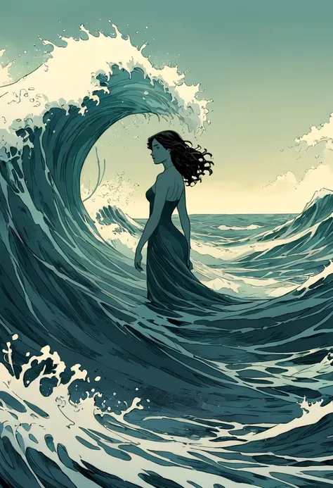 Sea, the wave, a woman, graphic novels