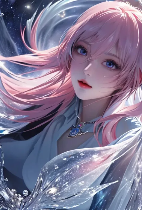 (masterpiece),(best quality),(super fine illustration),(beautiful and detailed eyes),{very detailed light},{painting},{{very fine 8K CG wallpaper}},anime,1girl,solo,beautiful detailed ice,beautiful detailed water,ice palace,galaxy,gem,jewelry,necklace,FULL...